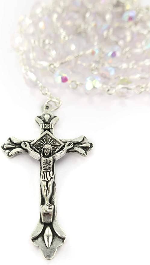 Crystal Rosary White