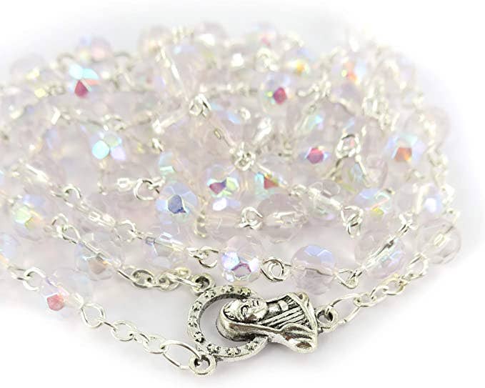 Crystal Rosary White